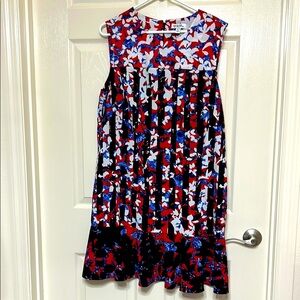 Peter Pilotto Floral Midi Dress in red, white and blue, collab with Target